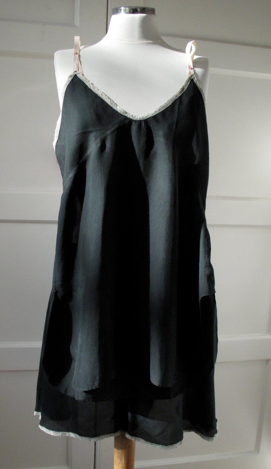 Black silk camisole or chemise 30s 20s