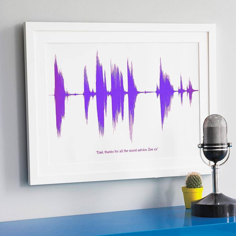 LARGE Personalised Your Voice Sound Wave Print A3. For Dad on Father's Day. For Men and Home