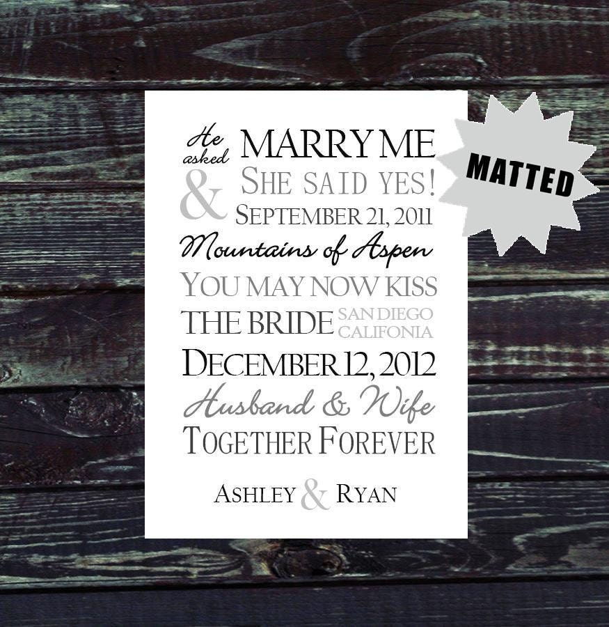 Matted Important LOVE STORY WEDDING Dates Print. Engagement & Wedding. Personalized and Fully customizable - Typography Subway Art