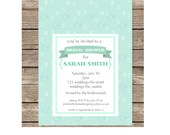 Printable invitation- bridal shower invitation- custom digital- aqua-birds-DIY-bride--wedding-party invites