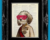 HOME DECOR Wall Art Print Poster Art Cute Art, Living Room Decor Whimsical DOG Wall Decor Fun Puppy Painting Clothes Art - Royal Hipster Dog