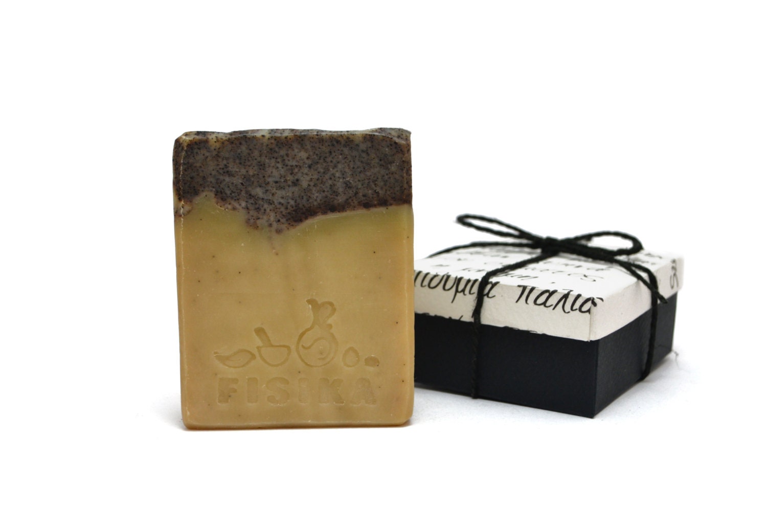 Vanilla- Cocoa Valentine's handmade olive oil soap in black love gift box