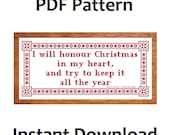 PDF Pattern A Christmas Carol Original Cross Stitch - I will honor Christmas in my heart, INSTANT DOWNLOAD