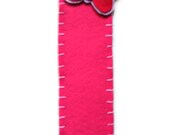 pink and fuchsia bookmark  with butterfly of felt fabric