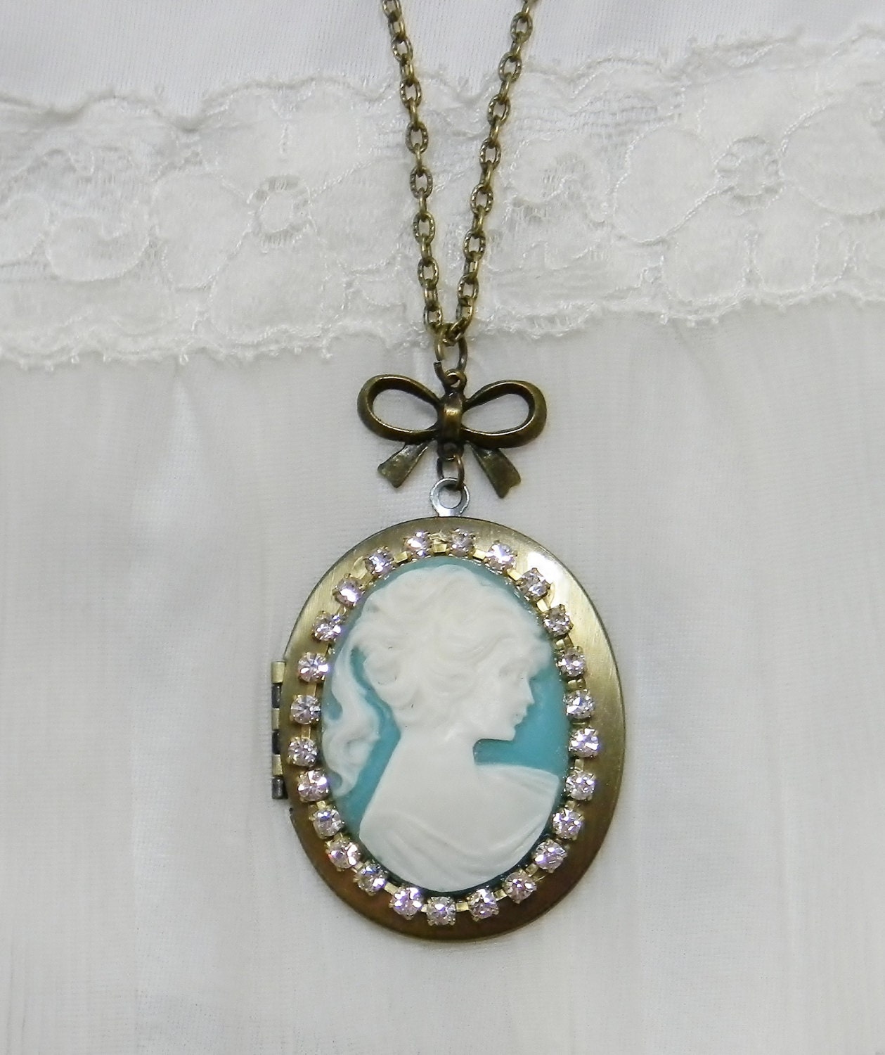 Solid Perfume Locket, Locket Necklace, Antique Bronze, Cameo Necklace, Gift
