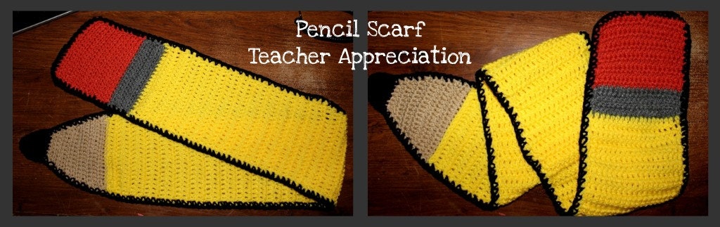 Teacher Appreciation Scarf, Crochet Pencil Scarf