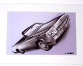 5x7 Matted Original Digital Drawing - 1967 Lincoln Continental Convertible