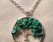 Green Turquoise Tree of Life ---Birthday Valentine Handmade Jewelry Pendant Celtic Gemstones Wire Wrapped Trees Custom by Just4FunDesign