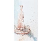 Print - lone whippet - watercolor illustration (item 3 of whippet series)