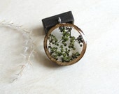 Resin and Wood Necklace Jewelry Pendant with Encased Tiny Spring Buds