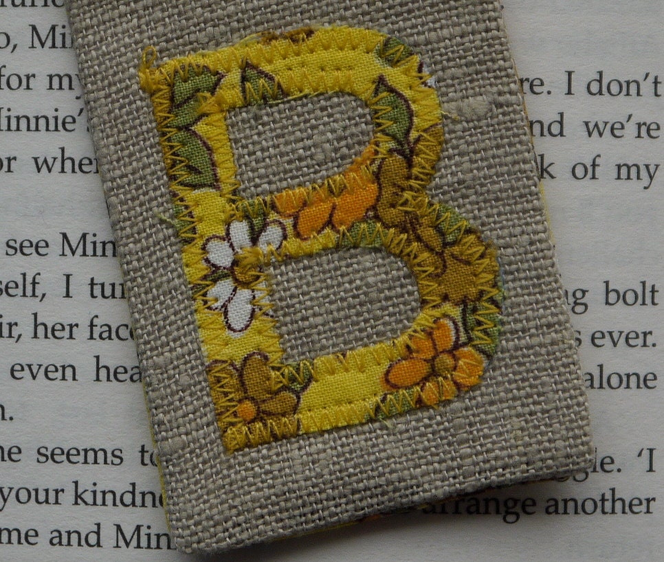 Bookmark Handmade Linen Vintage Personalised Yellow Floral