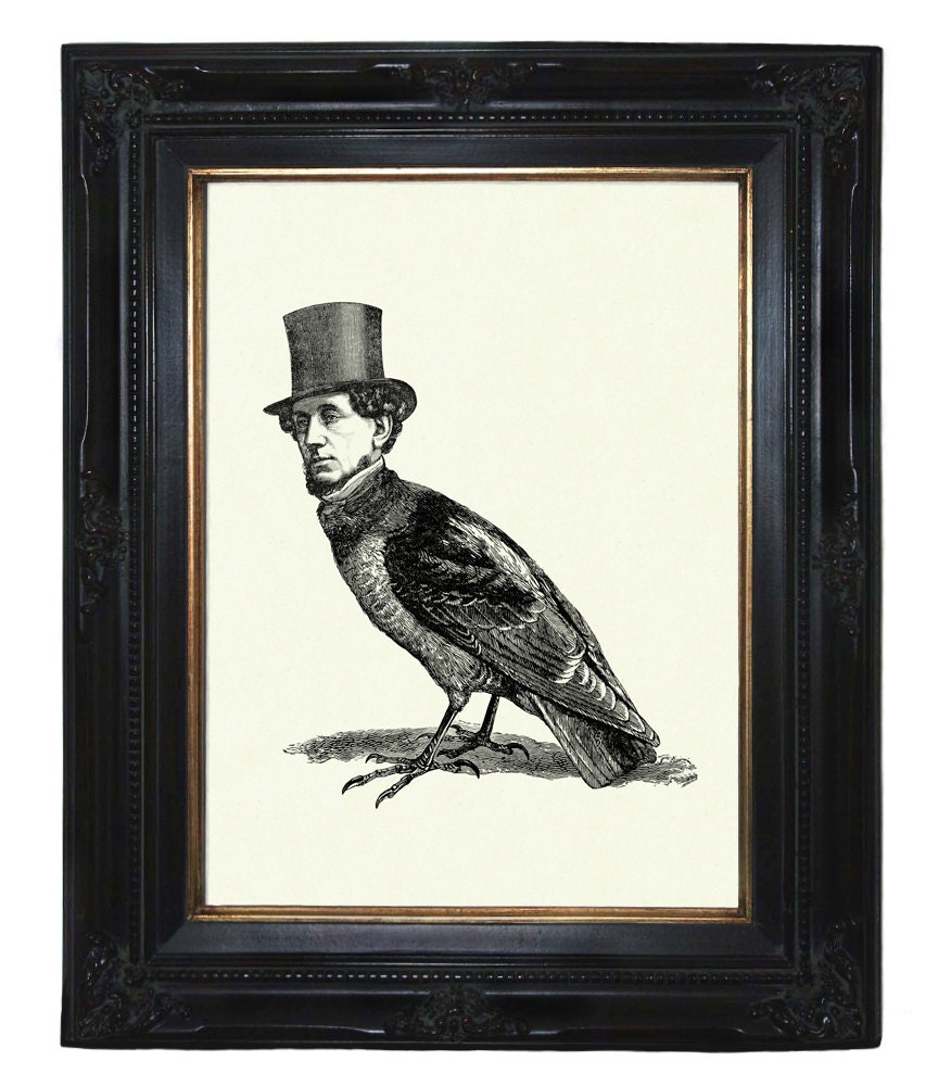 Gentleman Birdman with Top Hat Victorian Steampunk art print
