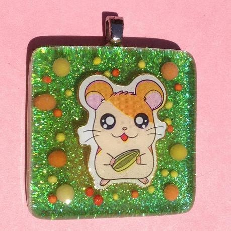 Cute Hamster Necklace, Hamster Key Chain, Cute Kawaii Hamturo Hamster, Resin Candy Sprinkles, Kawaii Hamster, Resin glitter, Hamster anime