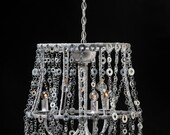 Glamorous one of a kind silver chandelier Hollywood Regency and Industrial inspired