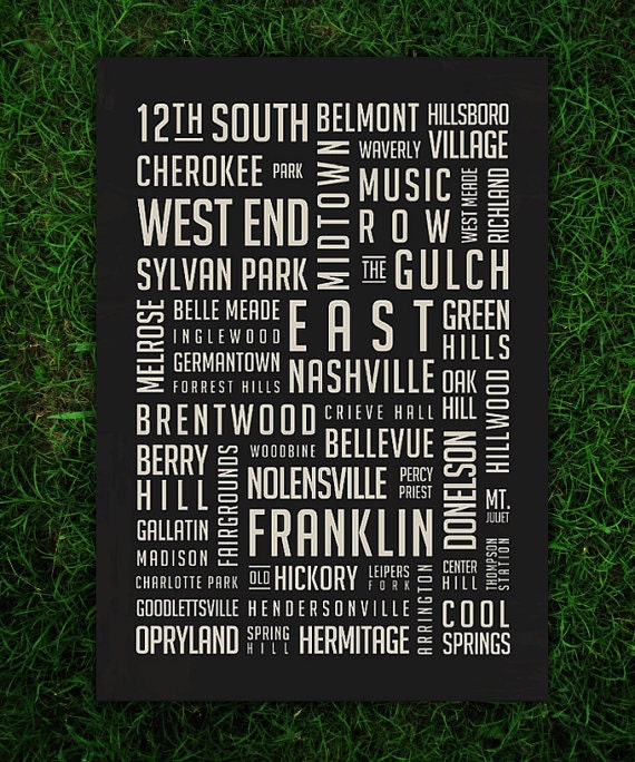 Full Nashville Neighborhood Poster / Medium - 14 x 18 inches