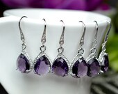 Bridal Drop Earrings Wedding Dangle Earrings Bridal Jewelry  purple amethyst Tear Drop Earrings Bridesmaid Gift ,peacock