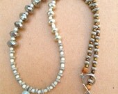 Asymmetrical jewelry, Sterling silver and gemstone necklace, mixed metal look, lovely unique jewelry gift idea