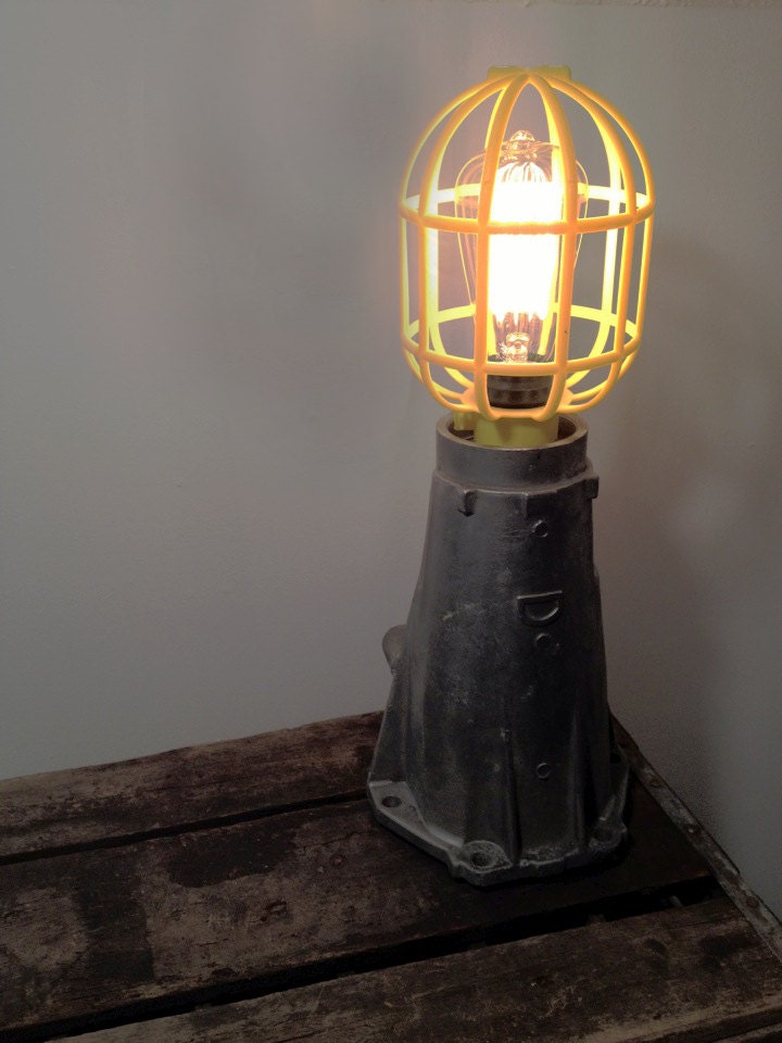 Industrial Lamp, Industrial lighting, Recycled Cage Light, Desk Lamp, Lamp, Home Decor, Ready to Ship