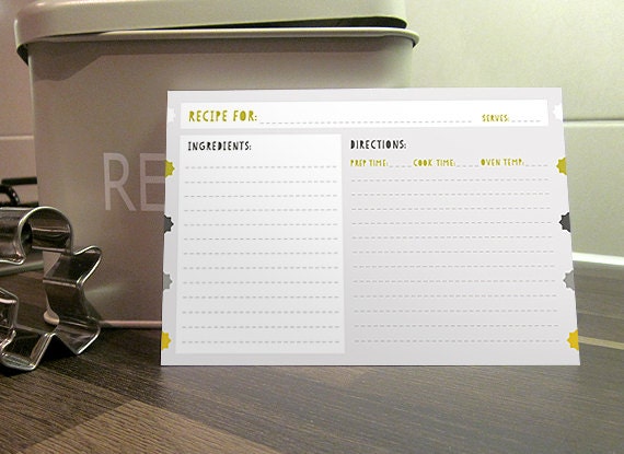 Recipe Cards 4x6 - Printable PDF