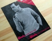 1950's Man's Pullover Vintage Knitting Pattern Wendy 758 Raglan Sleeve Sweater