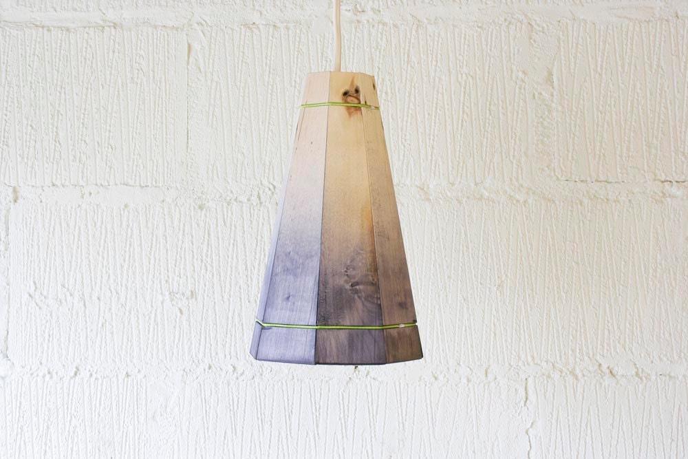 Black Pendant Lamp Shade Handmade in Recycled Pallet Wood, Medium - FactoryTwentyOne