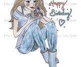 Birthday quality printed CARD from ORIGINAL ILLUSTRATION.