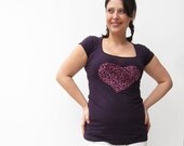 Mom's Heart Tshirt in Shiffon Decoration with Short Sleeves, Women Clothing, Heart Tees