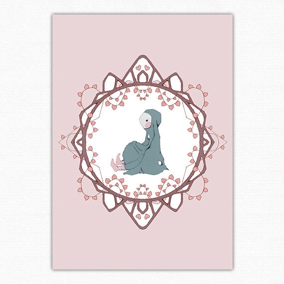 Children illustration - Little Bunny art print - Printable artwork , children art wall, nursery decor - INSTANT DOWNLOAD