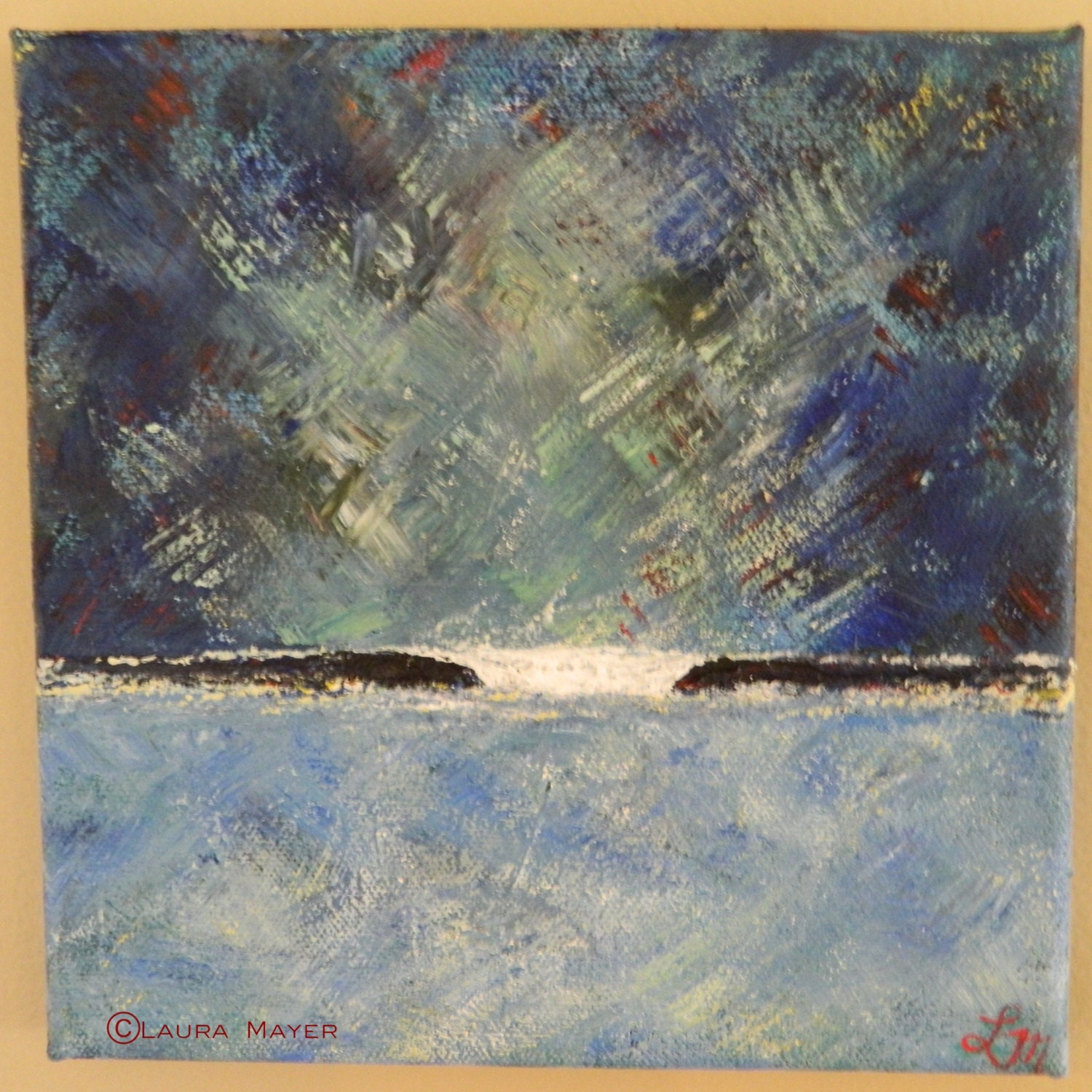 September Sessions- 8 x 8 original acrylic abstract A-Frame wave surf painting on canvas