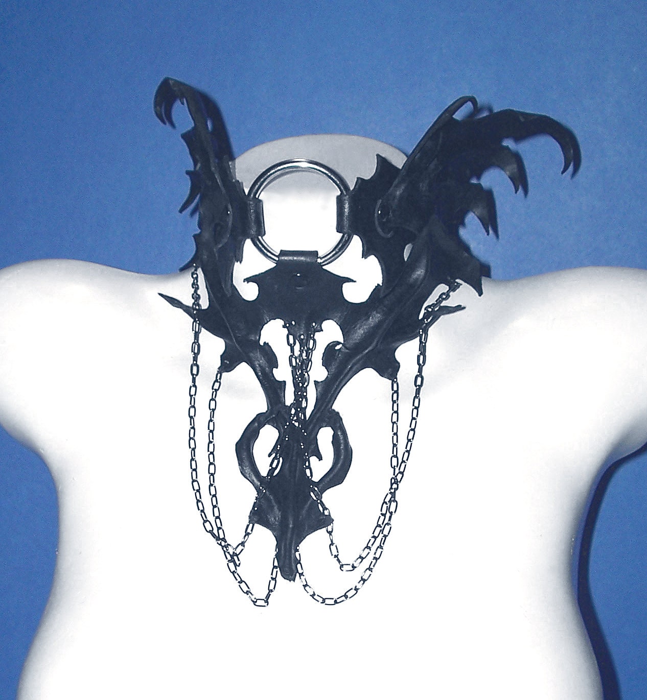 Leather Molded Bat Winged Gothic Collar