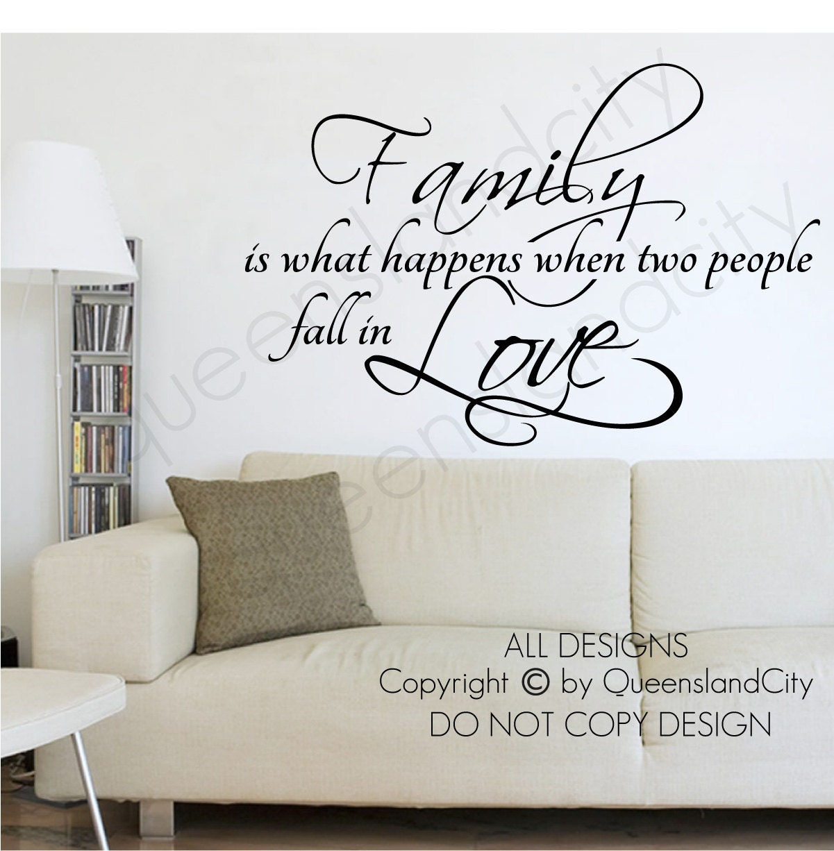 Family Is What Happen When Two People Fall In Love  Love Quote Wall Quote Bedroom Vinyl Mural Art Decal Sticker