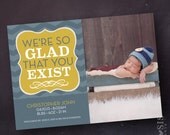 Personalized Baby Announcement 5x7 - We're So Glad That You Exist (Boy)