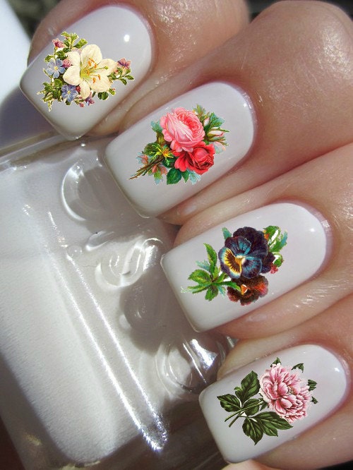 Vintage Flower Nail Decals