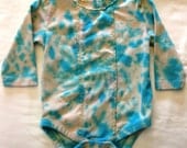 6-9m Tie Dye yellow and turquoise long sleeved girl's onesie