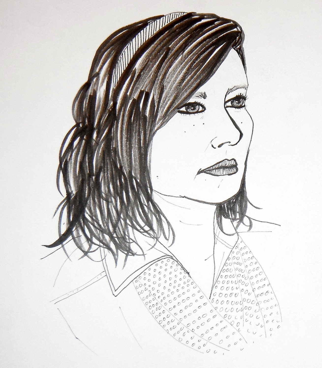 Commission ink portrait (black and white)