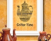 Kitchen Print poster, art for kitchen,  Retro kitchen wall decor,  Kitchen Happiness A3 or A4 size