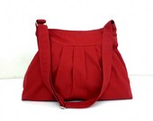 SALE - 10%off Handmade Bag Canvas Bag/ Diaper bag/ Shoulder bag/ Hobo bag/ Tote bag/ Purse/ Everyday bag/ Messenger bag - Red - Cherry