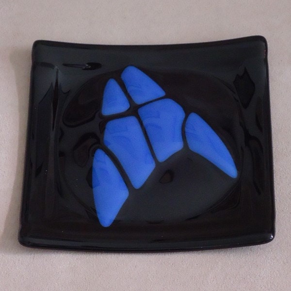 Retro Rocket Fused Glass Plate