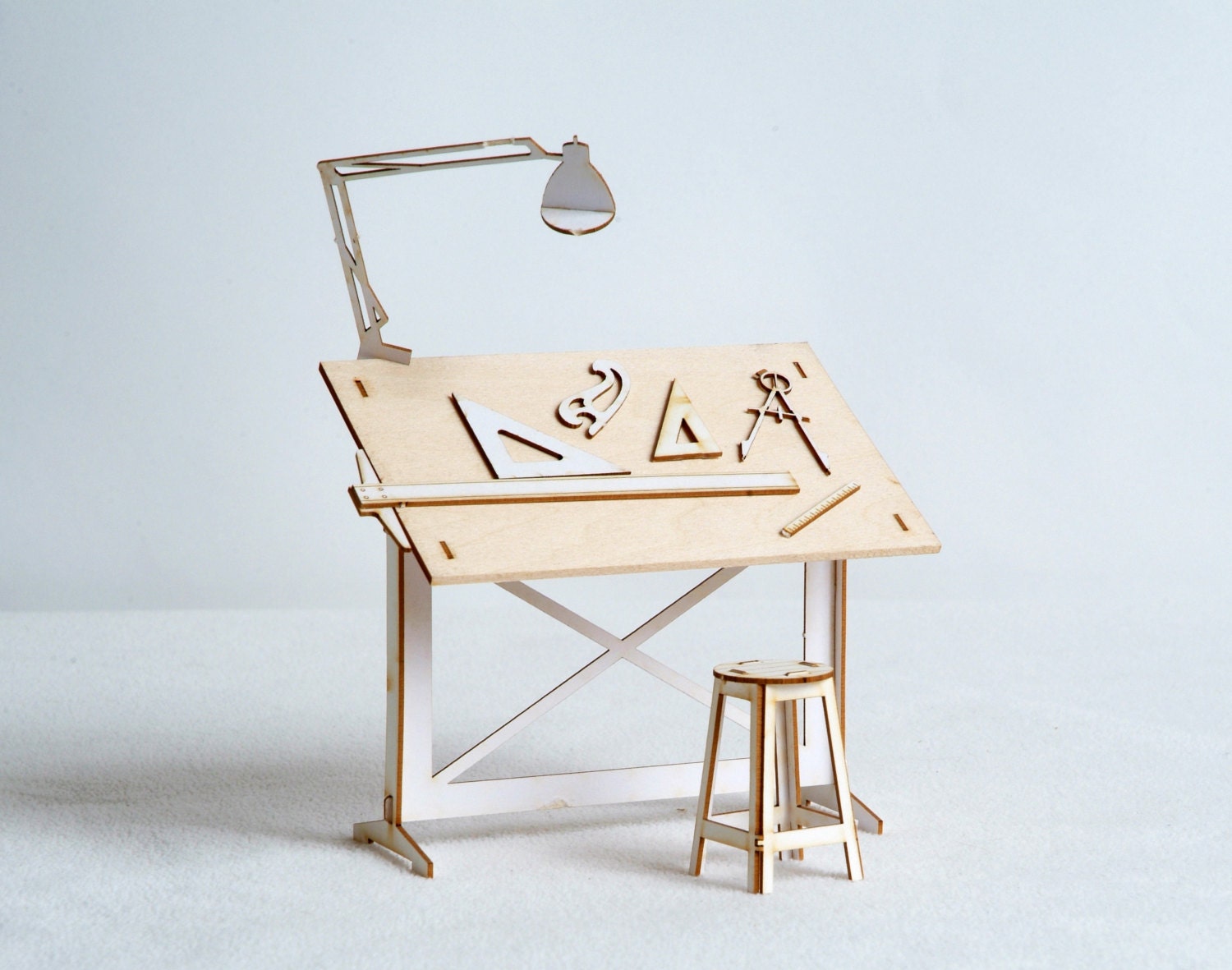 Miniature Drafting Table and Drawing tools Model Kit, Architect Designed