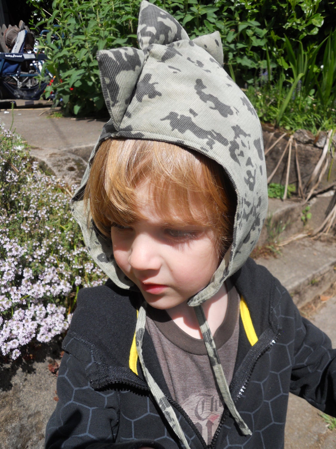 Camouflage dragon/dinosaur hood