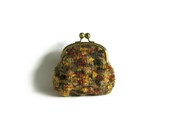 Cosmetic Pouch Knit in Variegated Ochre, Brown and Olive