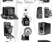 13 Vintage ANTIQUE CAMERAS - Vintage Camera Clip Art - Digital Download -Tags, Print,Photo albums,collage,scrapbooking,Pillows,Totes, Fabric