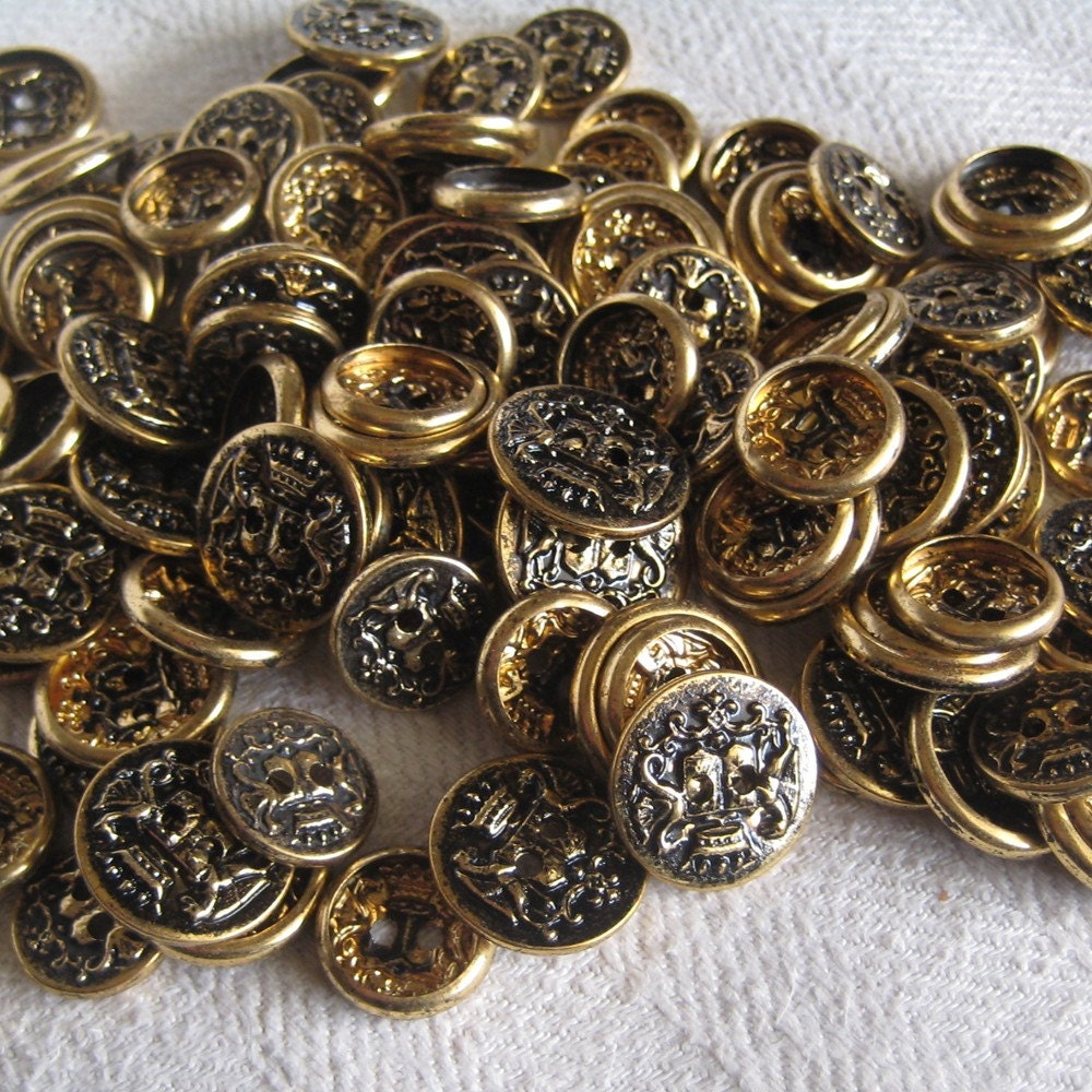 Family Crest Vintage Metal Buttons Lot of 12 Choice of Size