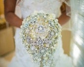 Rich pearl cascading brooch bouquet -- deposit on a made-to-order wedding bouquet