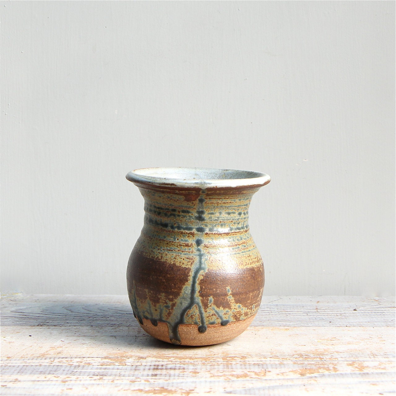 Vintage Handmade Studio Pottery Vase / Ceramics, Drip Pottery, Boho Decor