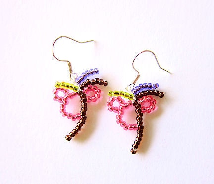 Hidden Mickey Mouse Palm Tree Disneyland Pacific Hotel Disney Cruise Line Inspired Beaded Earrings