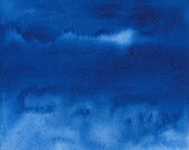 Original waterscape Painting - Water and Cloud Watercolor - deep blue, monaco blue