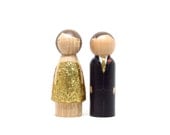 Gold Glitz Weddings Decor Peg Doll Cake Toppers The Original Custom Wedding Cake Personalized Custom // Goose Grease // wooden dolls