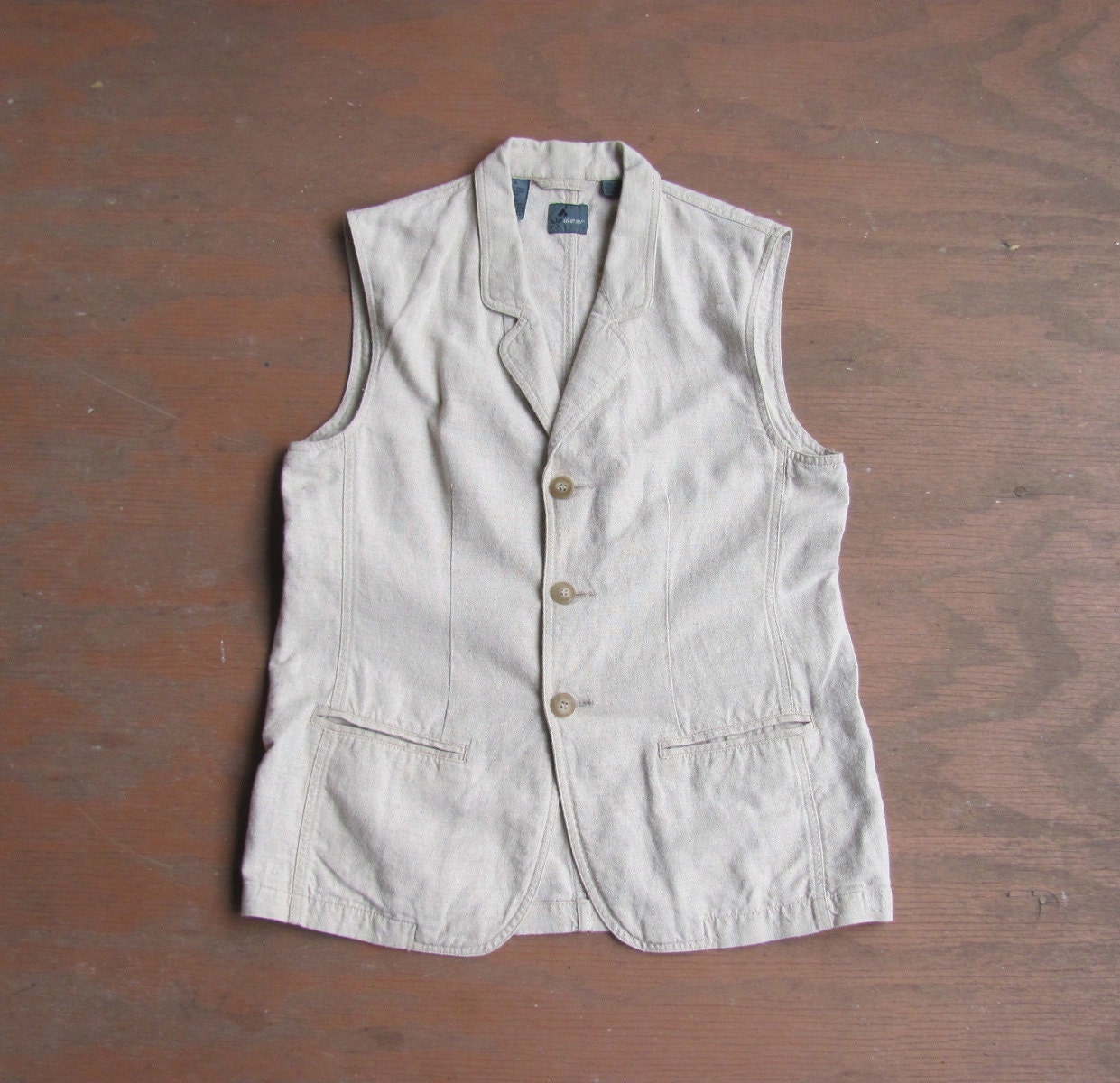 vintage c. 1980s flax linen vest m
