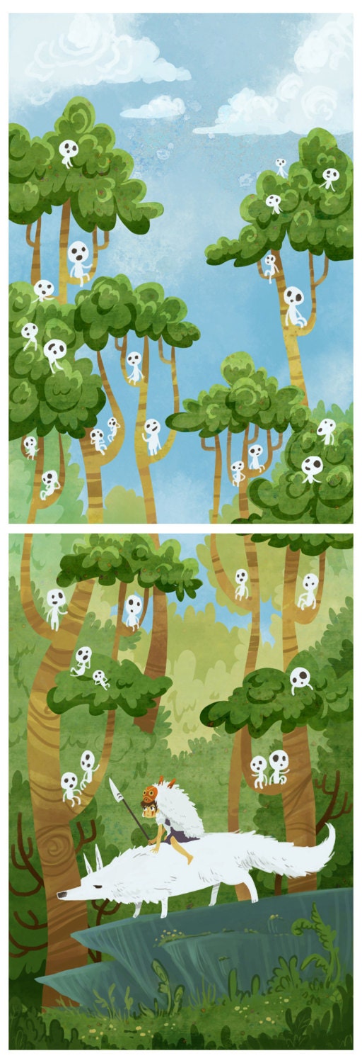 Princess of the Forest -- 2 mini poster print set
